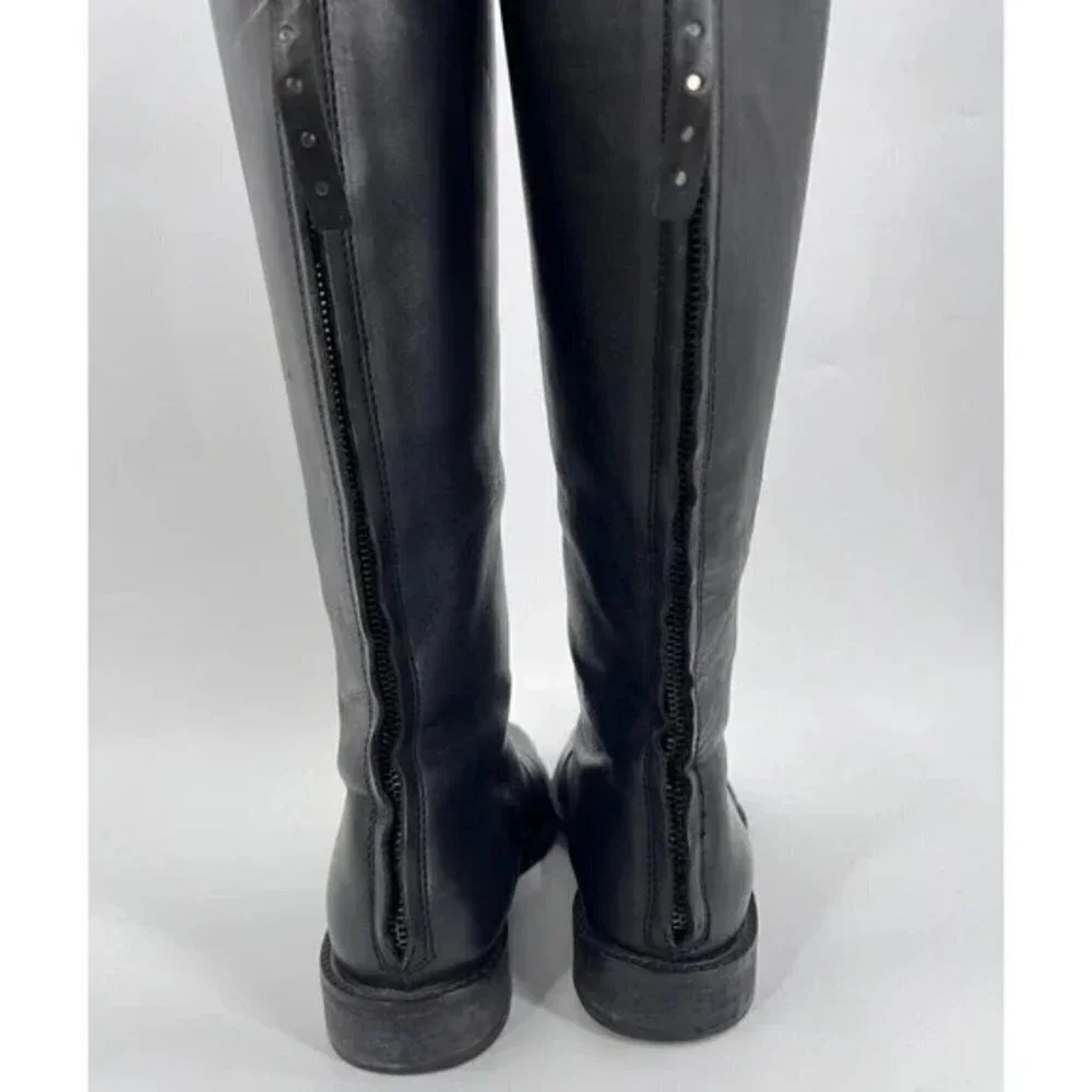 Johnston Murphy Vero Cuoio Knee High Black Leather Riding Boots Womens Size 8M